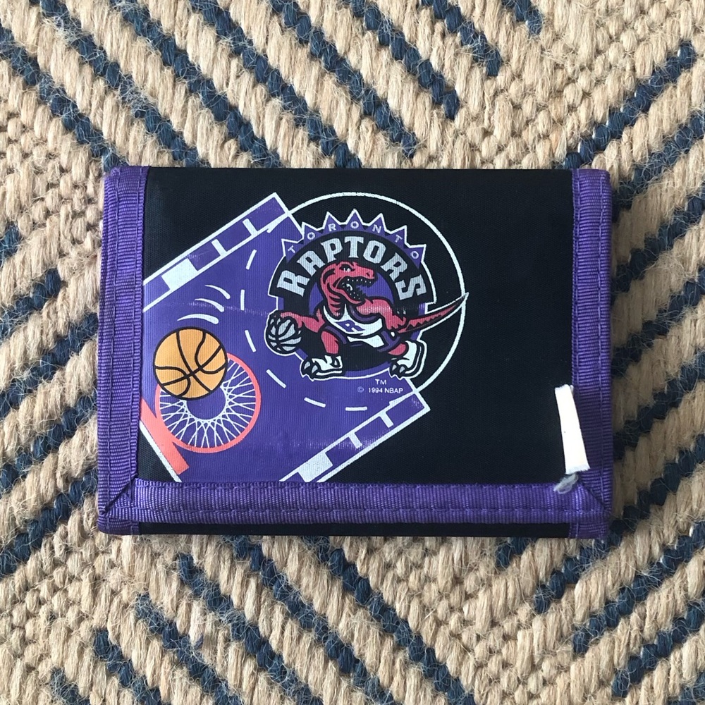 NBA 1994 Toronto Raptors Black and Purple Tri-fold Wallet
